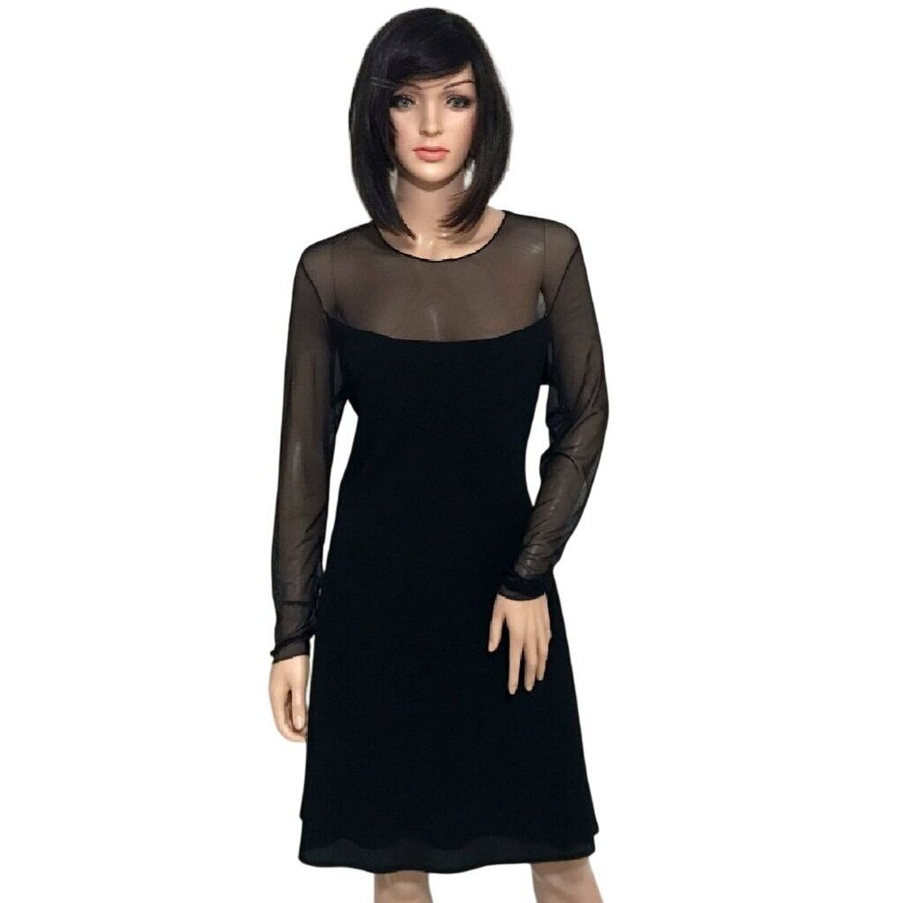 Black Dress 1980s Sheer Black Dress Evening Dress 90s Party Dress LBD Vintage Sh